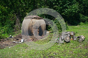 Charcoal kiln full shot, Serbia