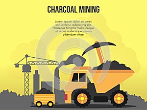 Charcoal mining concept illustration vector design template