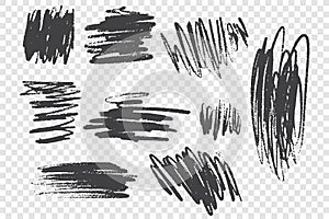 Charcoal pencil scribble vector illustrations set photo