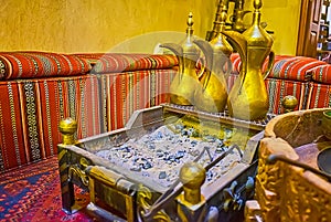 Charcoal stove for Arabic coffee making, Dubai, UAE