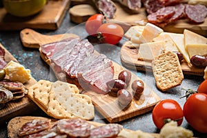 Charcutierie board with various cold cuts