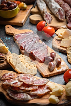 Charcutierie board with various cold cuts