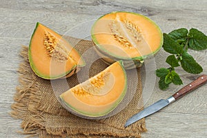 Charentais melon cut