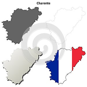 Charente, Poitou-Charentes outline map set