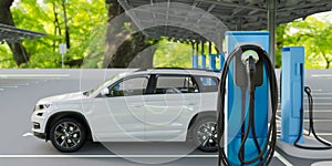 Charge point of electric vehicle charging station, 3d render
