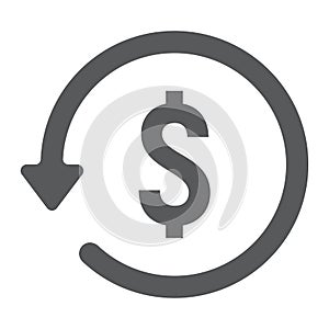 Chargeback glyph icon, e commerce