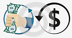 Chargeback glyph icon, e commerce and marketing, return on investment sign vector graphics, a linear pattern on a white background photo