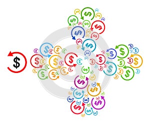 Chargeback Icon Multicolored Rotation Flower Shape