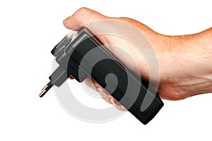 Charger for camera in hand isolated