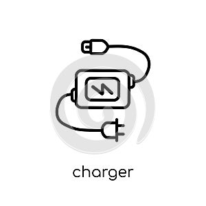 Charger icon. Trendy modern flat linear vector Charger icon on w