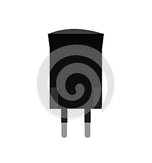 Charger. Power supply for electrical appliances. Electrical plug with rectifier. Isolated on white background. Single