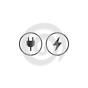 charger wall plug and lightning charging icon in circle. charger sign for web and app.vector illustration isolated on white