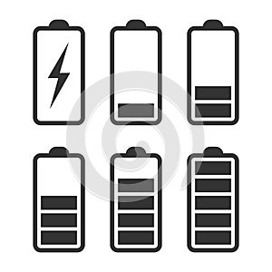 Charging battery graphic icon set isolated on white background