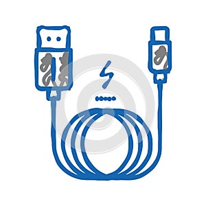 charging cable icon doodle illustration