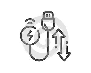 Charging cable line icon. Mobile accessories sign. Vector