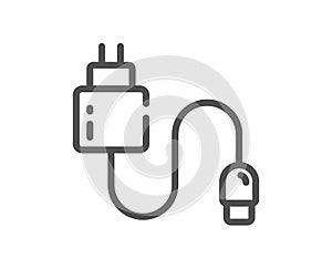Charging cable line icon. Mobile accessories sign. Vector