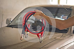 Charging car battery with electricity trough jumper cables