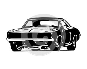 charging car dodge isolated on white background side view. Best for icon, logo, car industry and available in eps 10