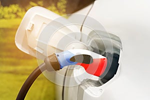 Charging electric vehicles with an electric cable with the image of the flag of the Czech Republic