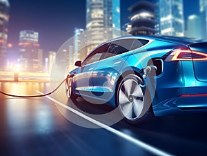 charging EV car electric vehicle clean energy for driving future, eco-friendly alternative energy concept, futuristic hybrid vehic