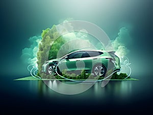 charging EV car electric vehicle clean energy for driving future, eco-friendly alternative energy concept, futuristic hybrid vehic