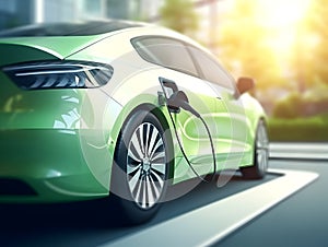 charging EV car electric vehicle clean energy for driving future, eco-friendly alternative energy concept, futuristic hybrid vehic