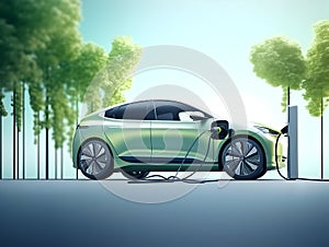 charging EV car electric vehicle clean energy for driving future, eco-friendly alternative energy concept, futuristic hybrid vehic