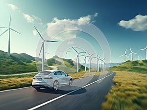 charging EV car electric vehicle clean energy for driving future, eco-friendly alternative energy concept, futuristic hybrid vehic