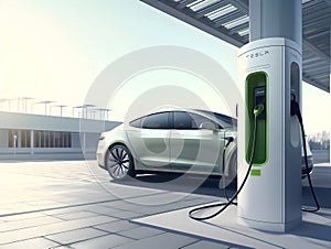 charging EV car electric vehicle clean energy for driving future, eco-friendly alternative energy concept, futuristic hybrid vehic