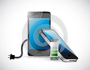 Charging mobile phone and cable illustration