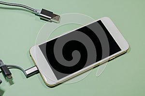 A charging phone with cable