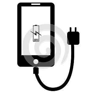 Charging phone icon on white background. Mobile phone charging sign. Smart phone charging battery symbol. flat style