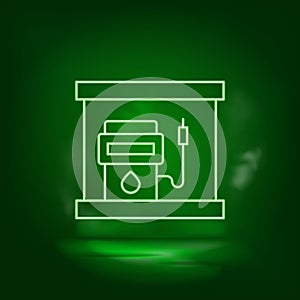 Charging, refill neon vector icon. Save the world, green neon