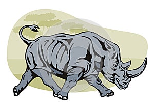 Charging rhinoceros