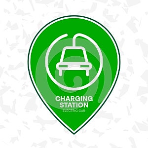 Charging station electric cars sign. Icon refueling electric car. Logo parking for recharge charge ecotransport. Vector