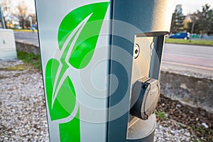 Charging station for electric cars on a street