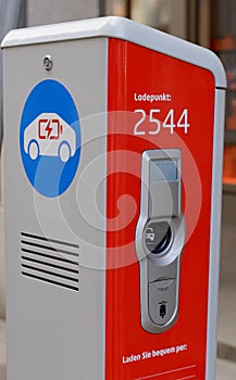 Charging station for electric vehicles in a detailed view