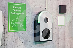 Charging stations for electric vehicles on a wall