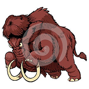 Charging Wooly Mammoth Vector Cartoon Mascot