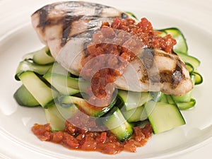 Chargrilled Chicken Breast with Courgette Ribbons photo