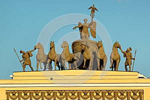 Chariot of Glory on the Triumphal arch of the General Staff building in Saint Petersburg, Russia