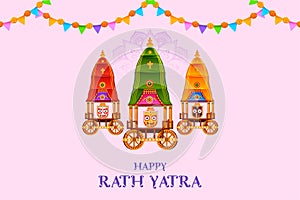 chariot of Lord Jagannath, Balabhadra and Subhadra on annual Rathayatra in Odisha festival background