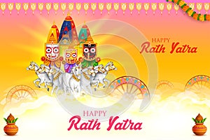 chariot of Lord Jagannath, Balabhadra and Subhadra on annual Rathayatra in Odisha festival background