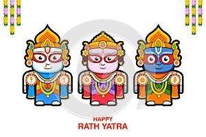 chariot of Lord Jagannath, Balabhadra and Subhadra on annual Rathayatra in Odisha festival background