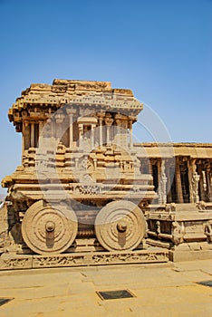 Chariot and Vittala temple at Hampi, India