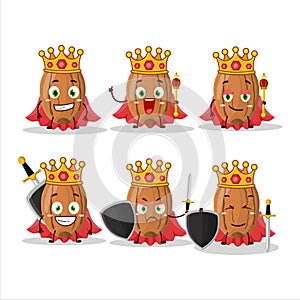 A Charismatic King almond cartoon character wearing a gold crown