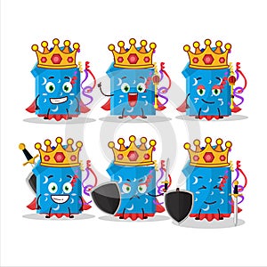 A Charismatic King open magic gift Box cartoon character wearing a gold crown