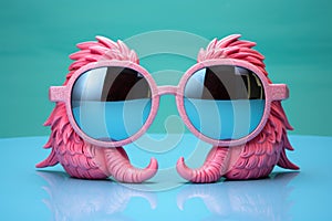 Charismatic Pink flamingo sunglasses. Generate Ai