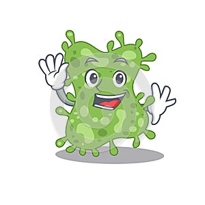 A charismatic salmonella enterica mascot design style smiling and waving hand photo