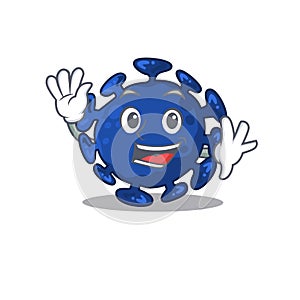 A charismatic streptococcus mascot design style smiling and waving hand